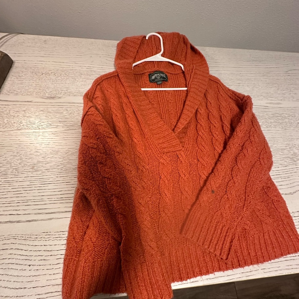 American Girl Orange V-Neck Sweater